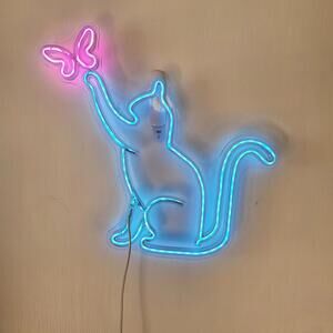 Cat Neon Sign USB Powered Dimmable Switch Butterfly LED Neon Light Wall Decor